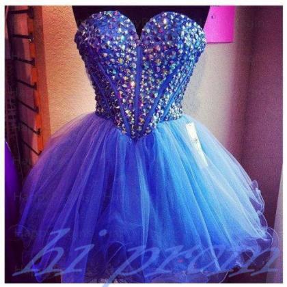 Royal Blue Homecoming Dress,Short Prom Dresses,Tulle Homecoming Gowns