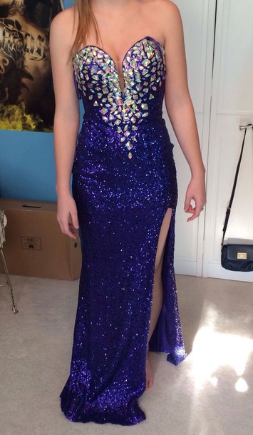 Sequin Prom Dresses,Royal Blue Prom Dress,Modest Prom Gown,Cheap Prom