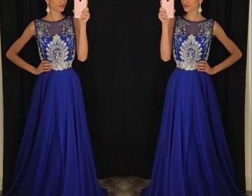 royal blue and silver gown